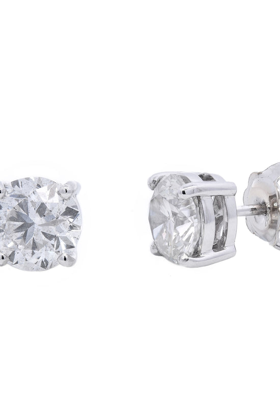 Diamonds Studs Earrings Round Shape 4.21 ct in 18k White Gold WGI Certified