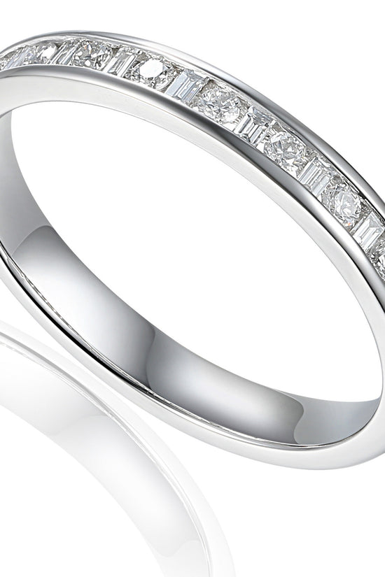 Baguette Cut Diamond Channel Set Half Eternity Ring