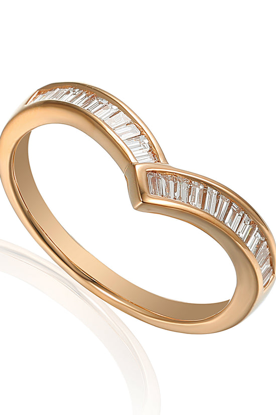 Baguette Diamond Channel Set Wishbone Ring