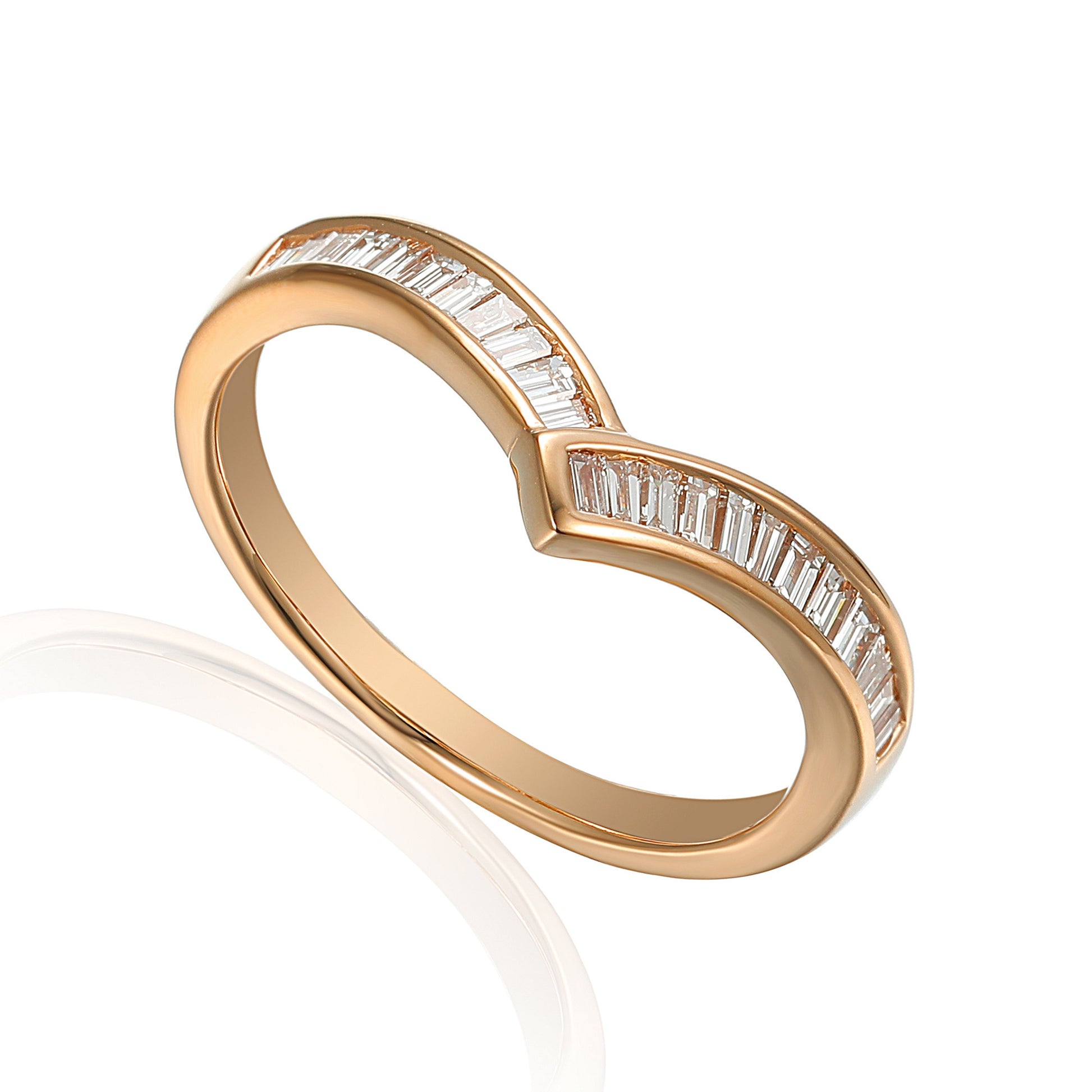 Baguette Diamond Channel Set Wishbone Ring