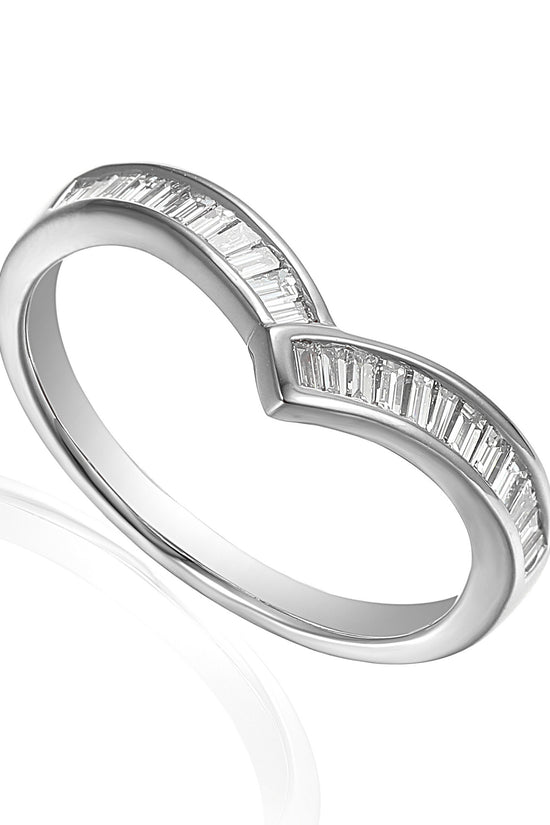 Baguette Diamond Channel Set Wishbone Ring