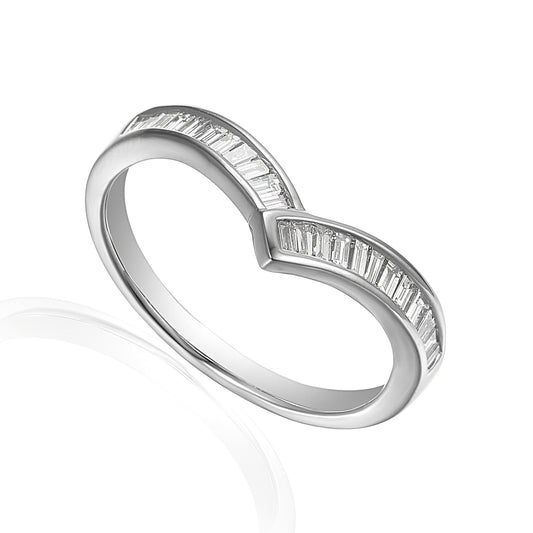 Baguette Diamond Channel Set Wishbone Ring