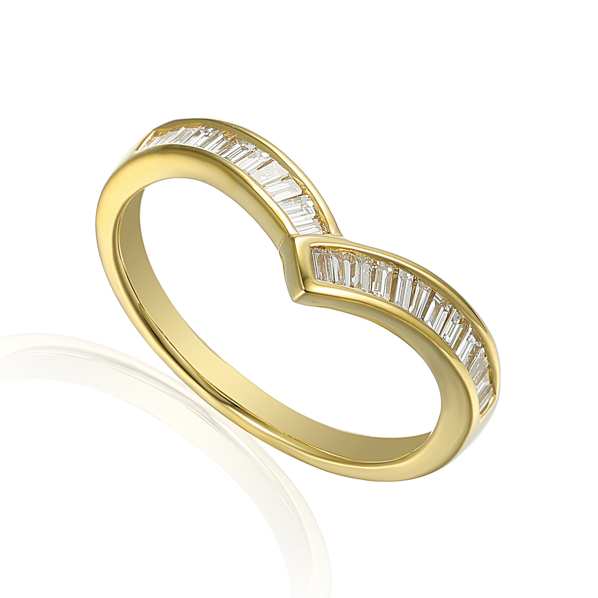 Baguette Diamond Channel Set Wishbone Ring