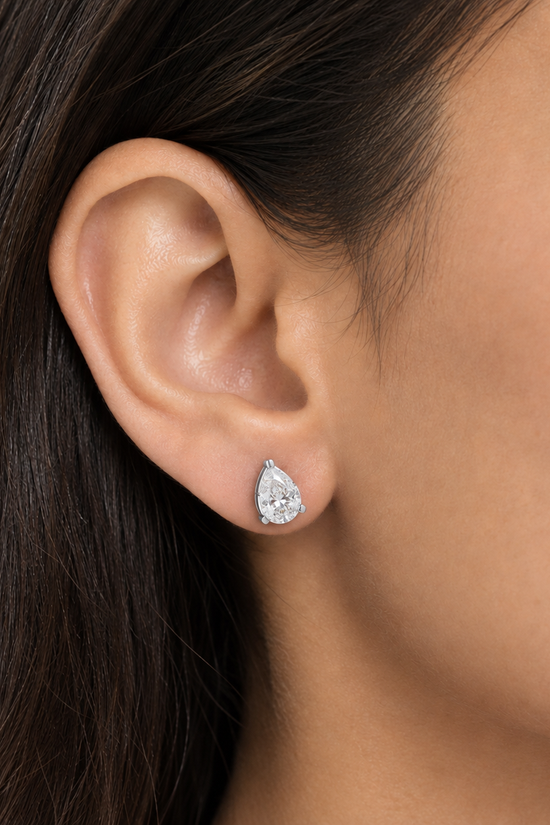 Pear Stud Earrings  in Martini Setting- GIA/IGI certified