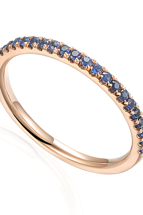 Claw Set Round Blue Sapphire Half Eternity Ring