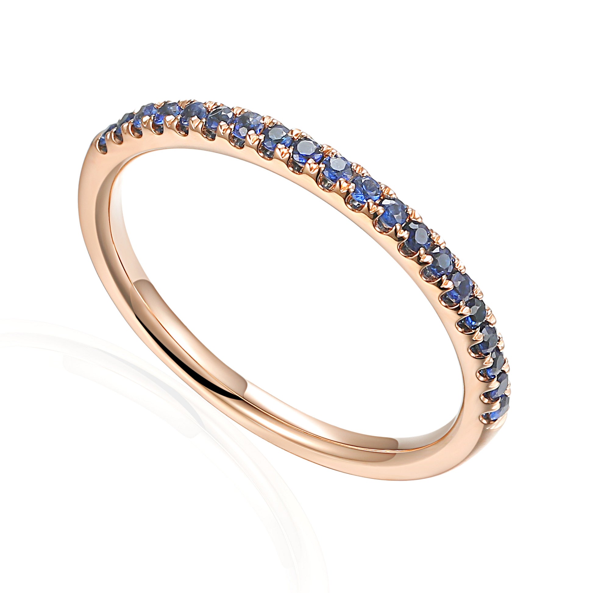 Claw Set Round Blue Sapphire Half Eternity Ring