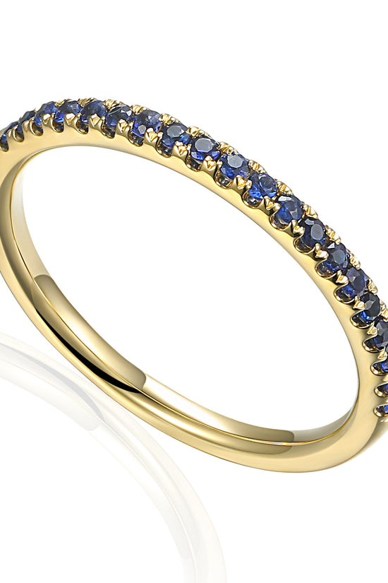 Claw Set Round Blue Sapphire Half Eternity Ring