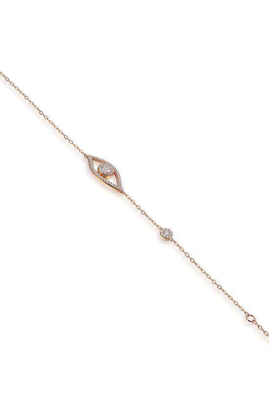 Claw and Micro Set Round Brilliant Cut Diamond Anti-Evil Eye Bracelet