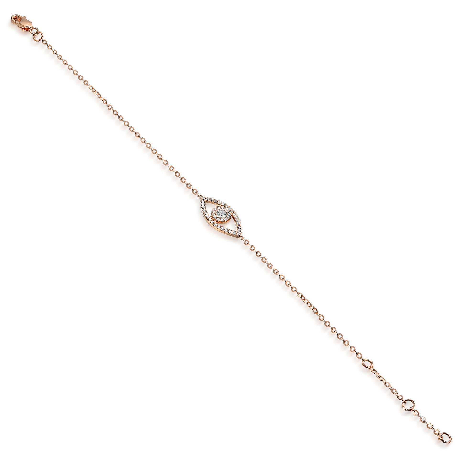 Claw and Micro Set Round Brilliant Cut Diamond Anti-Evil Eye Bracelet