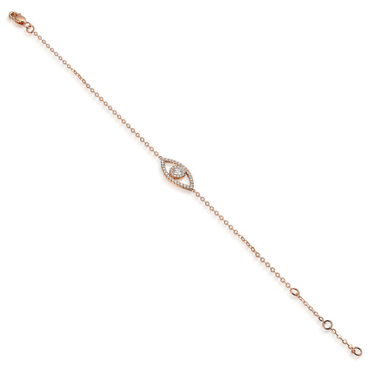 Claw and Micro Set Round Brilliant Cut Diamond Anti-Evil Eye Bracelet