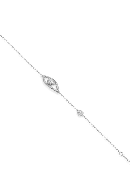 Claw and Micro Set Round Brilliant Cut Diamond Anti-Evil Eye Bracelet