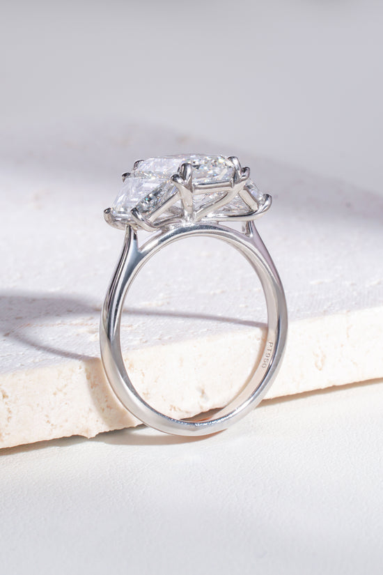 Mei Emerald-Cut Lab-Grown Diamond Trilogy Ring in Platinum