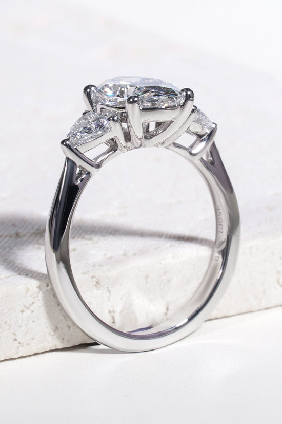 Kwame Oval-Cut Lab-Grown Diamond Trilogy Ring in Platinum