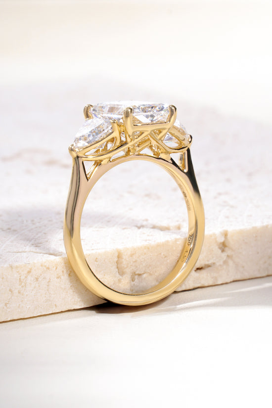 Hana Radiant-Cut Lab-Grown Diamond Trilogy Ring in 18K Yellow Gold