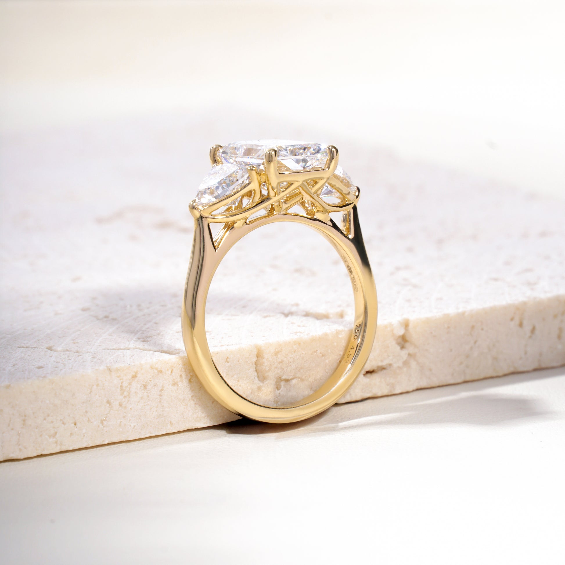 Hana Radiant-Cut Lab-Grown Diamond Trilogy Ring in 18K Yellow Gold
