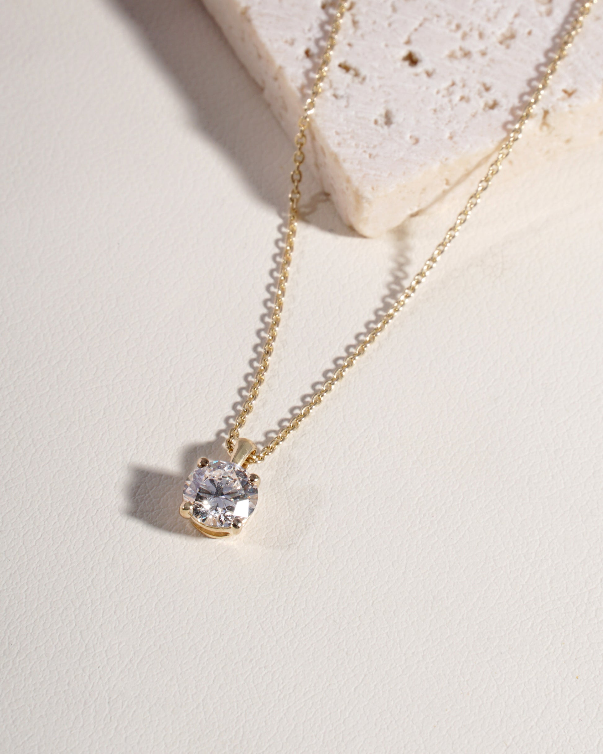 Lab-Grown Diamond Round Brilliant Pendant & Chain in 9K Yellow Gold