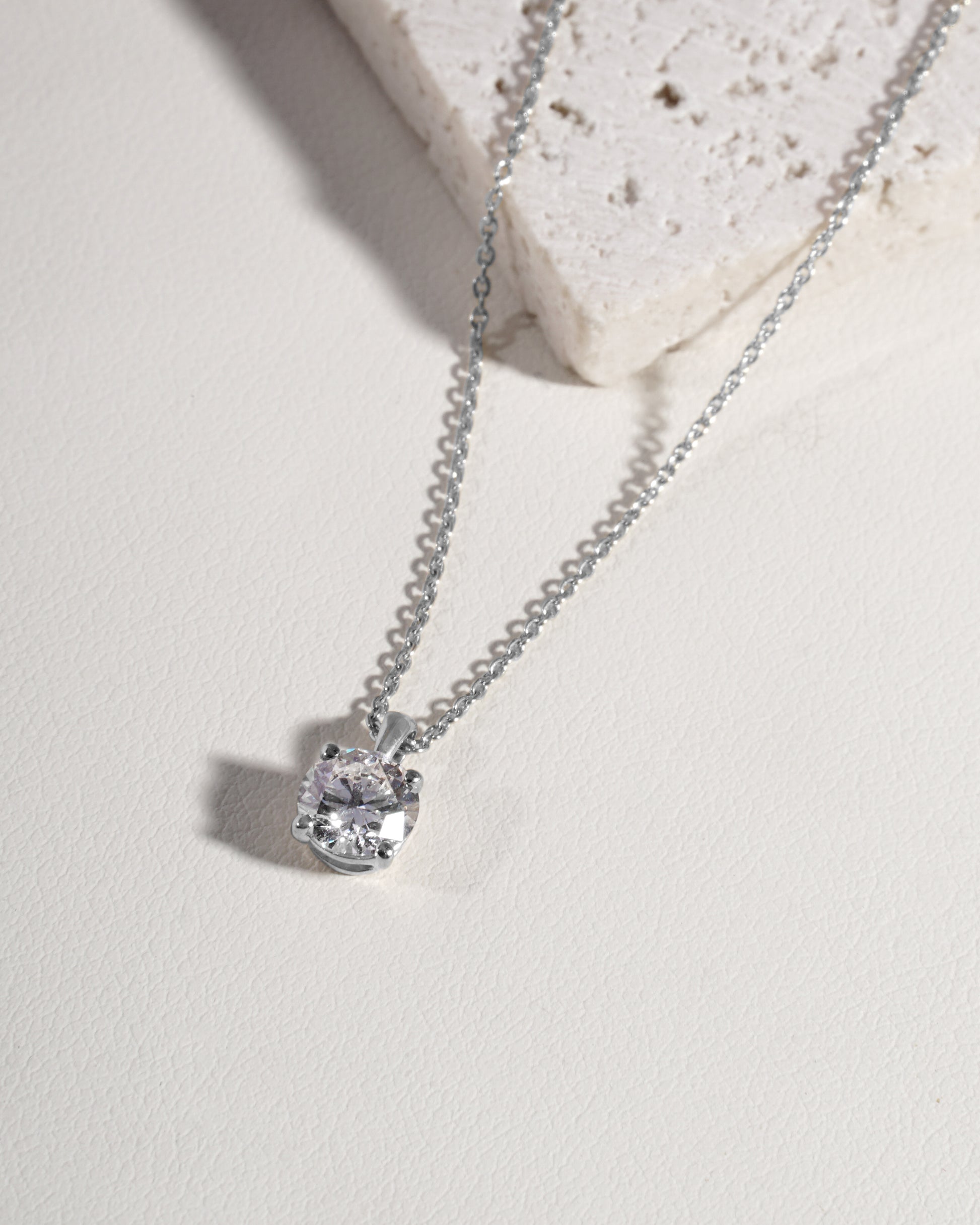 Lab-Grown Diamond Round Brilliant 1 Carat Pendant & Chain in 9K White Gold