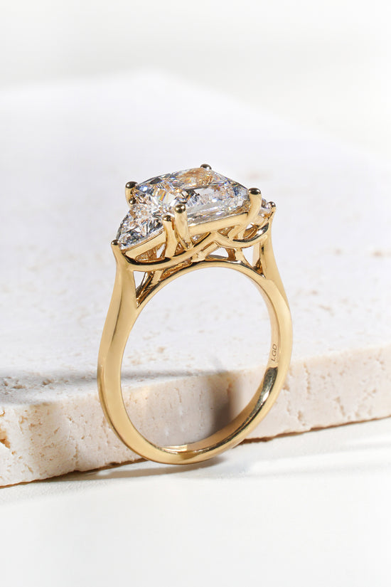 Elara Princess-Cut Lab-Grown Diamond Trilogy Ring in 18K Yellow Gold