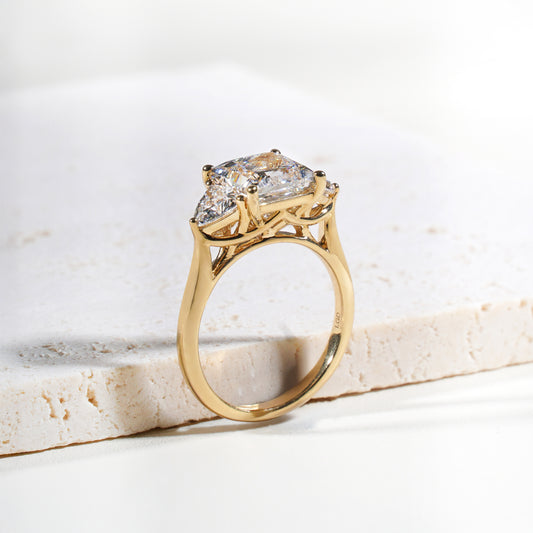 Elara Princess-Cut Lab-Grown Diamond Trilogy Ring in 18K Yellow Gold