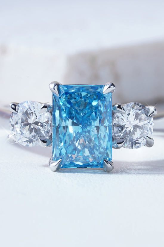 Akira Lab-Grown Blue Diamond & Diamond Ring in Platinum