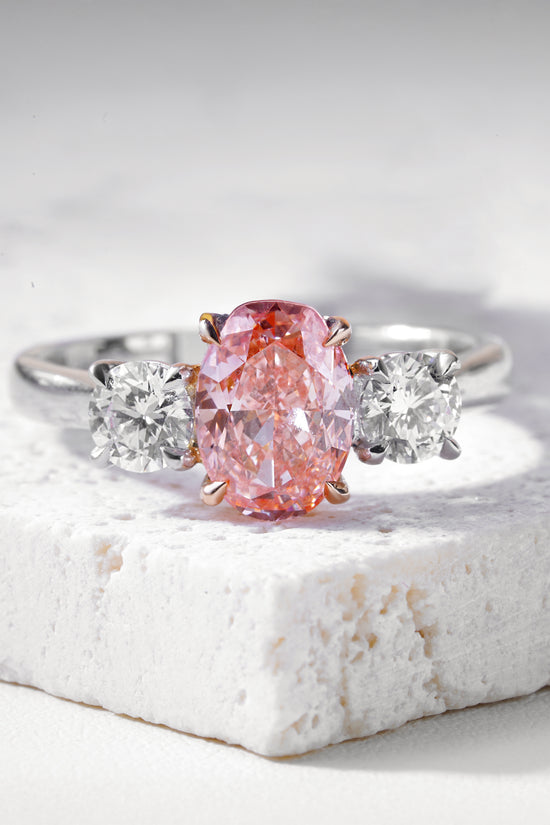 Lucia Lab-Grown Pink Diamond & Diamond Ring in Platinum & 18K Rose Gold