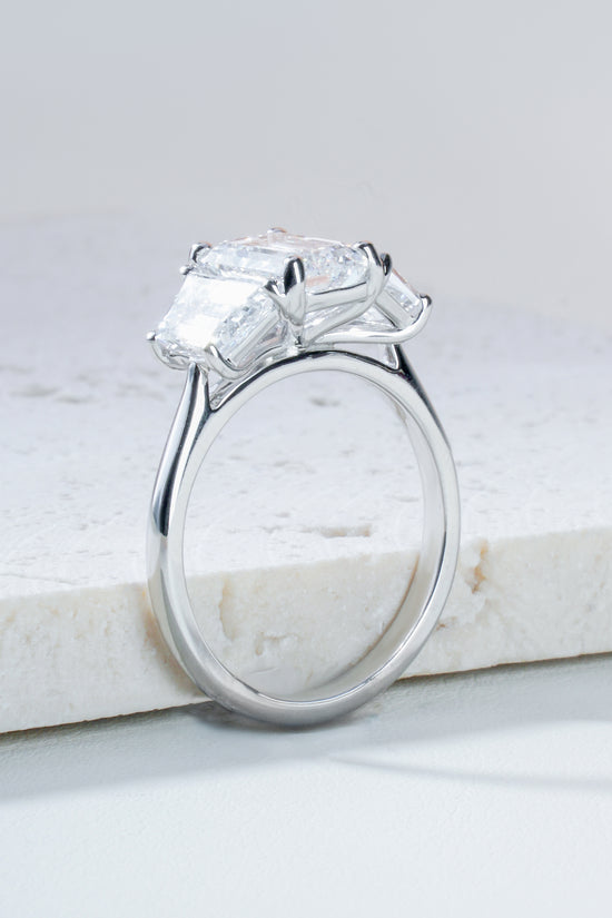 Seren Emerald-Cut Lab-Grown Diamond Trilogy Ring in Platinum