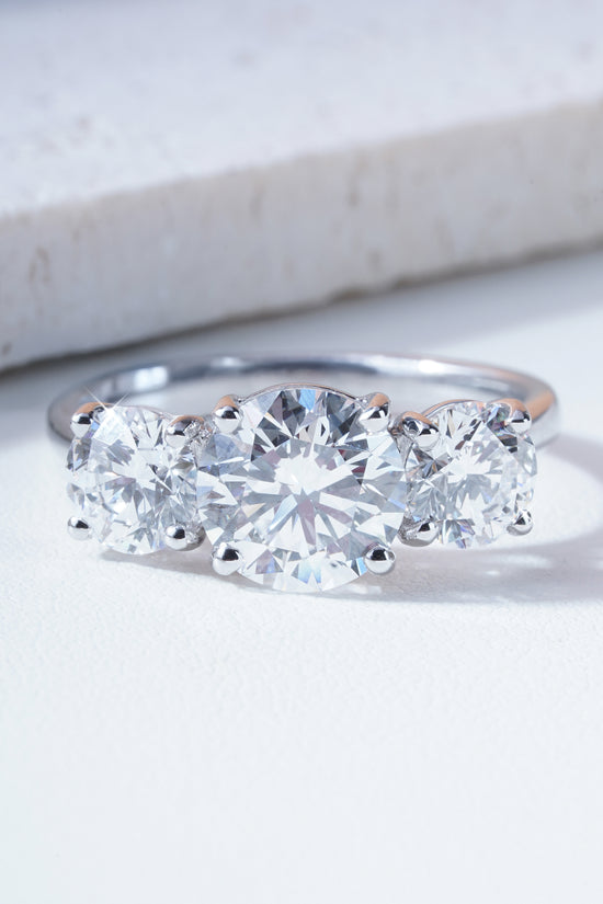 Mila Round Brilliant-Cut Lab-Grown Diamond Trilogy Ring in Platinum
