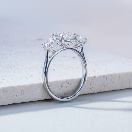 Mila Round Brilliant-Cut Lab-Grown Diamond Trilogy Ring in Platinum