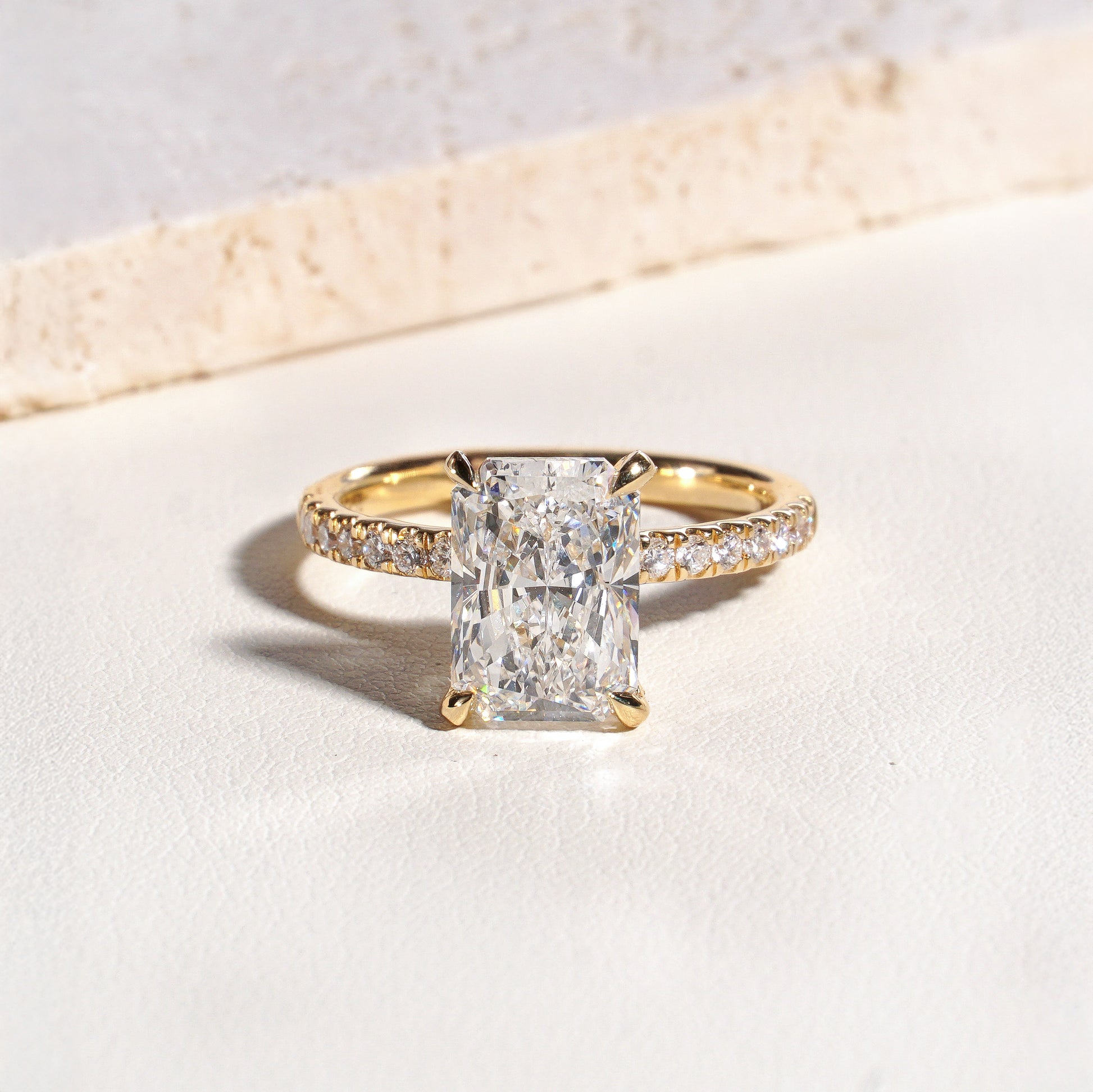 Aqsa Radiant-Cut Lab-Grown Diamond Solitaire Ring in 18K Yellow Gold