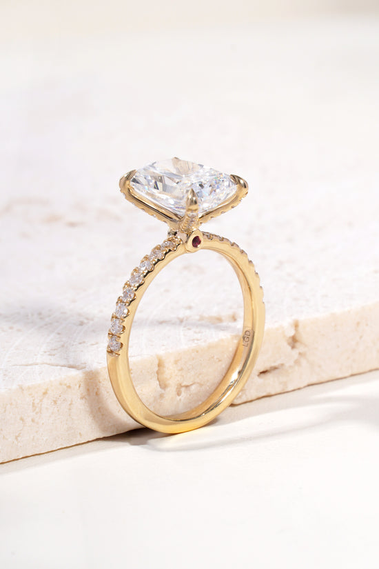 Aqsa Radiant-Cut Lab-Grown Diamond Solitaire Ring in 18K Yellow Gold