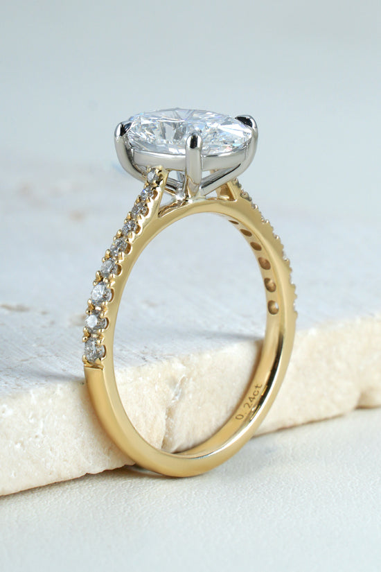 Noor Oval-Cut Lab-Grown Diamond Solitaire Ring in 18K Yellow Gold & Platinum