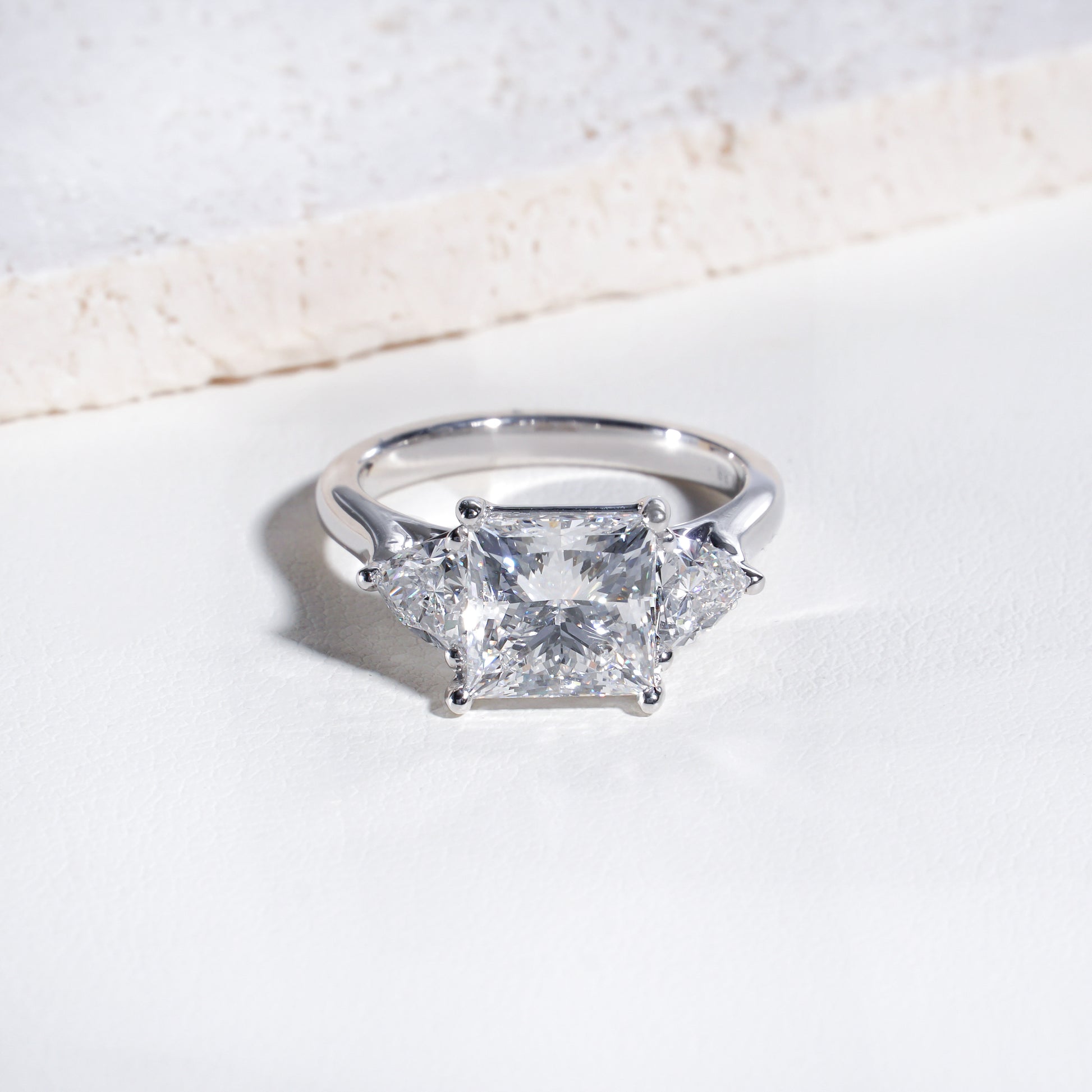 Sola Princess-Cut Lab-Grown Diamond Trilogy Ring in Platinum
