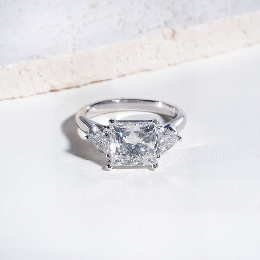 Sola Princess-Cut Lab-Grown Diamond Trilogy Ring in Platinum
