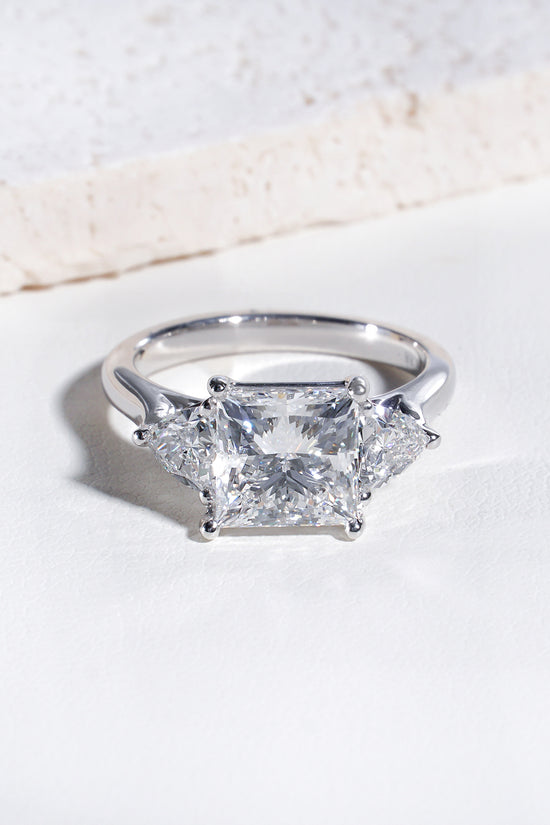 Sola Princess-Cut Lab-Grown Diamond Trilogy Ring in Platinum