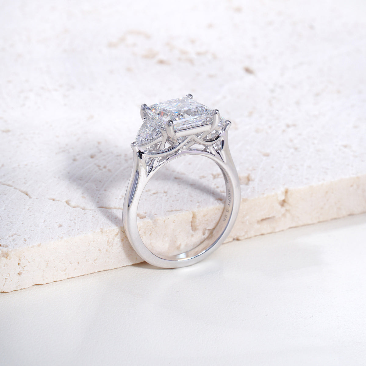 Sola Princess-Cut Lab-Grown Diamond Trilogy Ring in Platinum