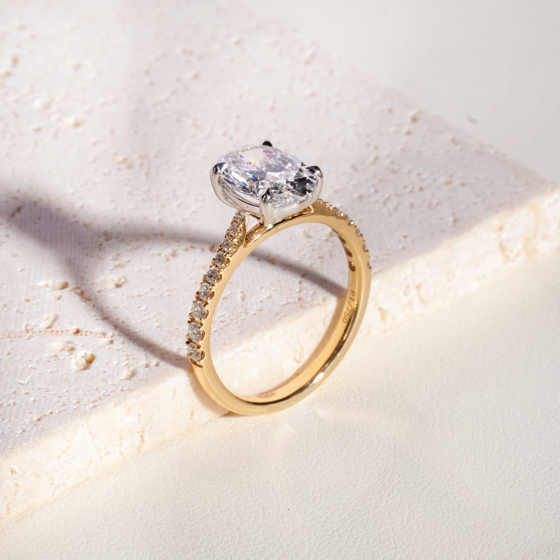 Olia Oval Lab-Grown Diamond Solitaire Ring in 18K Yellow Gold & Platinum