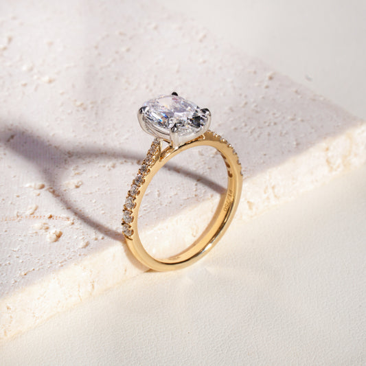 Olia Oval Lab-Grown Diamond Solitaire Ring in 18K Yellow Gold & Platinum