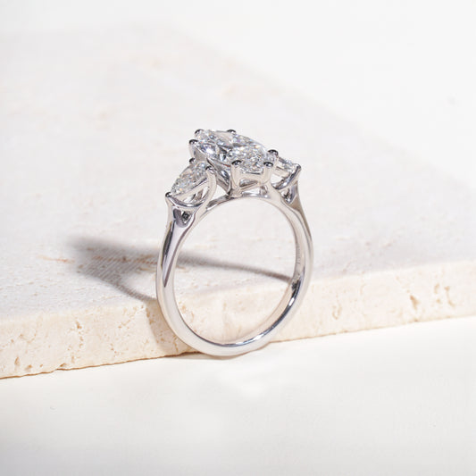 Alma Marquise-Cut Lab-Grown Diamond Trilogy Ring in Platinum