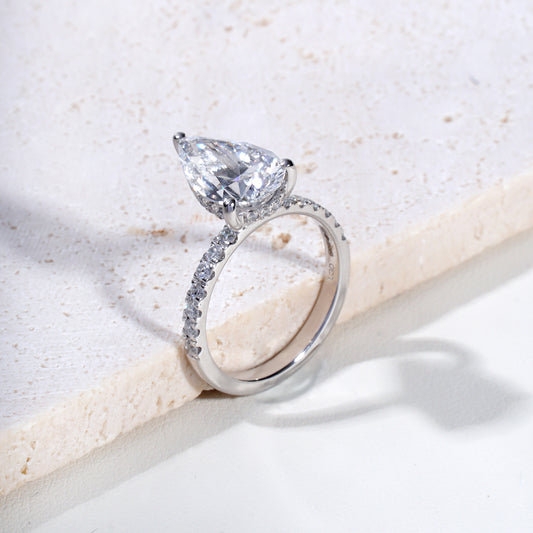Aylah Pear Lab-Grown Diamond Solitaire Ring in Platinum