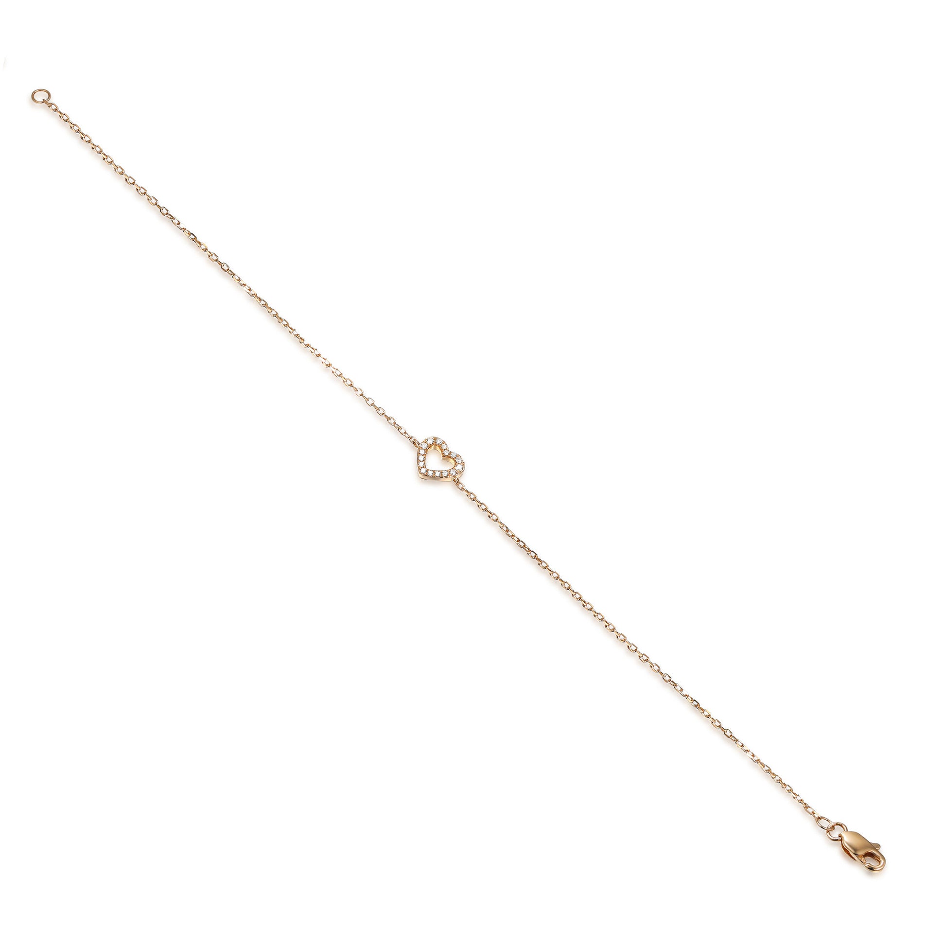 Micro Set Round Brilliant Cut Diamond Heart Bracelet