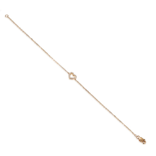Micro Set Round Brilliant Cut Diamond Heart Bracelet