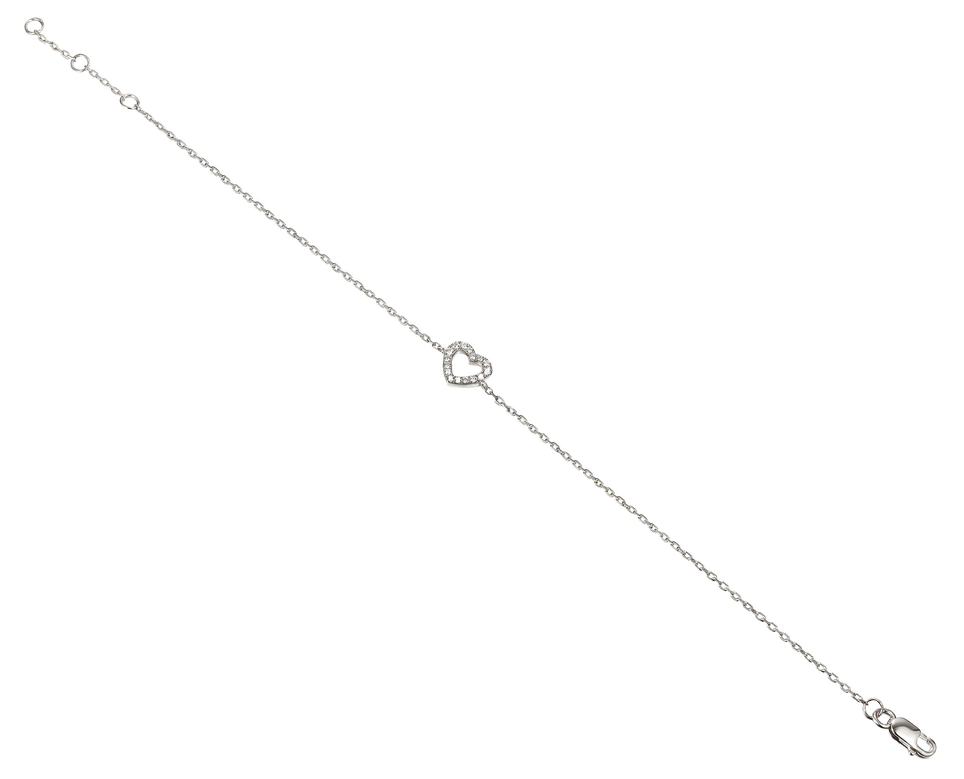 Micro Set Round Brilliant Cut Diamond Heart Bracelet