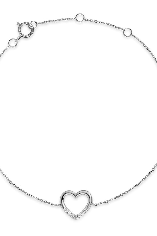 Micro Set Round Brilliant Cut Diamond Heart Bracelet