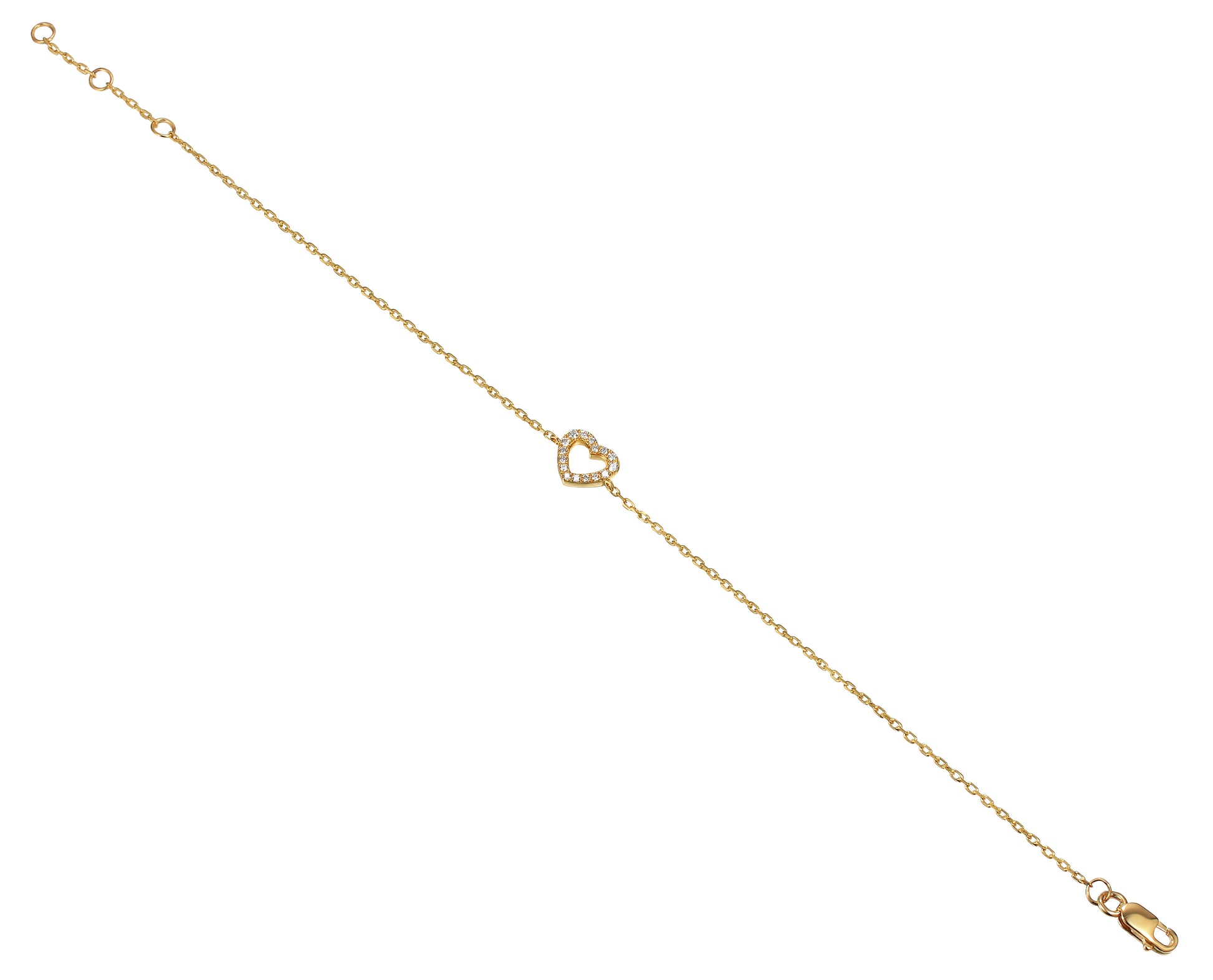 Micro Set Round Brilliant Cut Diamond Heart Bracelet