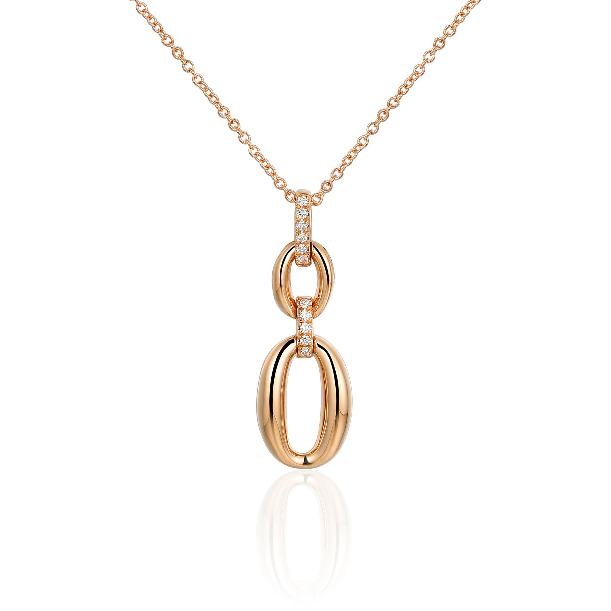Micro Set Round Diamond Oval Shape Drop Necklace