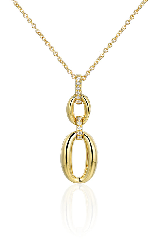 Micro Set Round Diamond Oval Shape Drop Necklace
