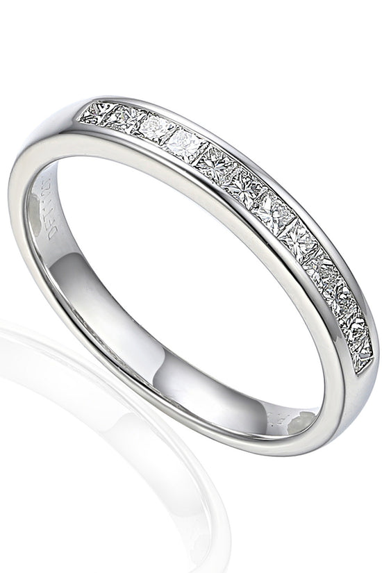 Princess Cut Diamond Channel Set Half Eternity Ring