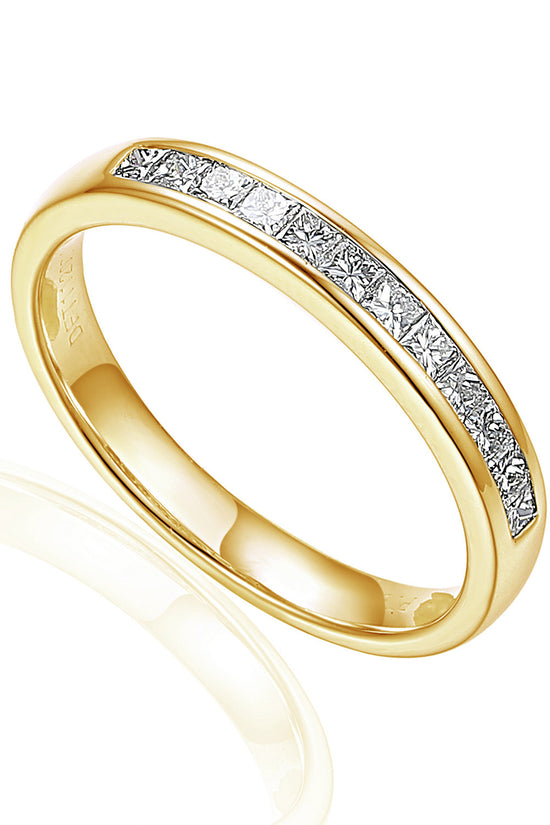 Princess Cut Diamond Channel Set Half Eternity Ring