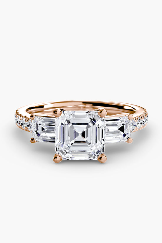 Three-Stone Ring with Pavé Band 4