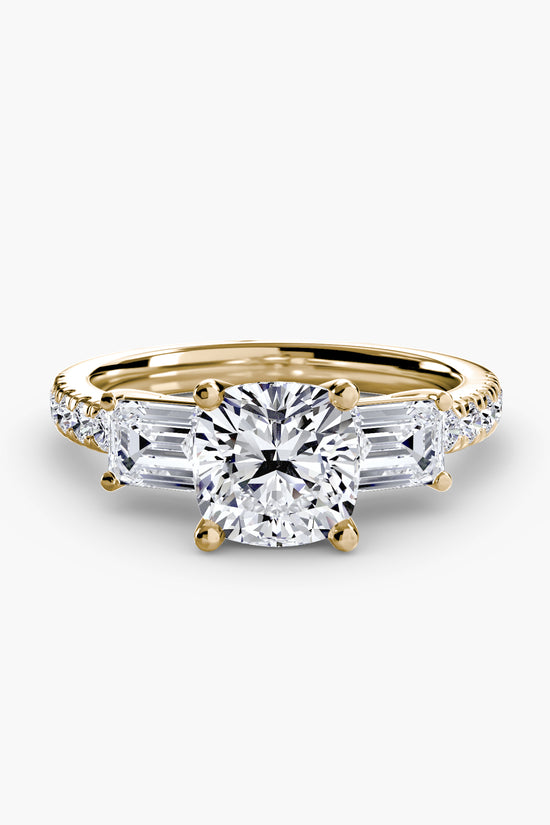 Three-Stone Ring with Pavé Band 4